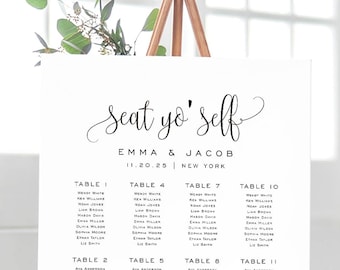 Seat Yo' Self Wedding Seating Chart Template, Seating Chart Printable, Seating Board, Templett, Instant Download, Modern #SPP013iise