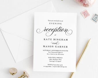printable wedding reception invitation template evening etsy