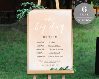 Wedding Timeline Sign Template, Wedding Program Sign Printable, Wedding Welcome Sign, Welcome Board, TEMPLETT PDF Jpeg Download #SPP038wtl