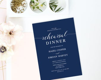 Printable Wedding Rehearsal Dinner Invitation Template, Navy Wedding, Rehearsal Dinner Invite, TEMPLETT, PDF Jpeg Download #SPP008rrd