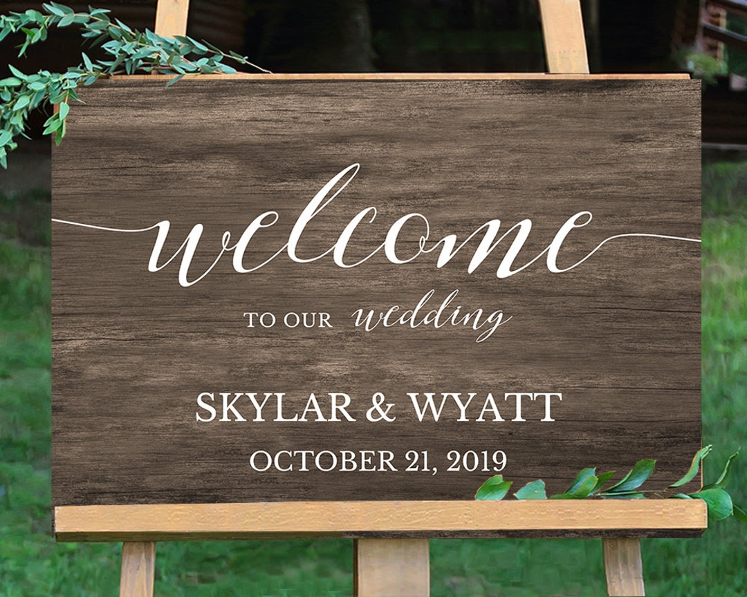 Welcome Wedding Sign Printable Woodboard Wedding Sign - Etsy
