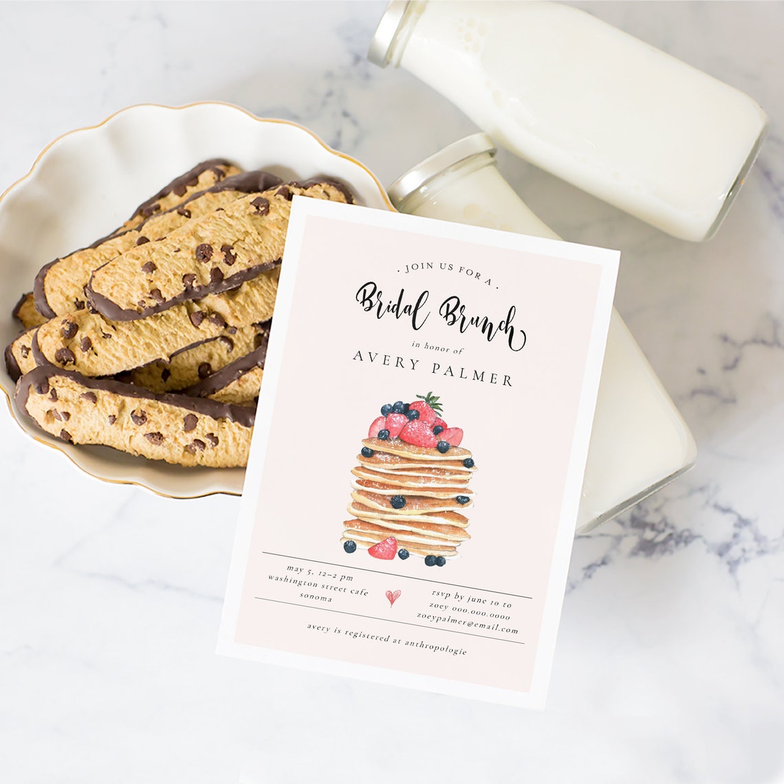 Pancake Bridal Brunch Invitation Bridal Shower Template image 1