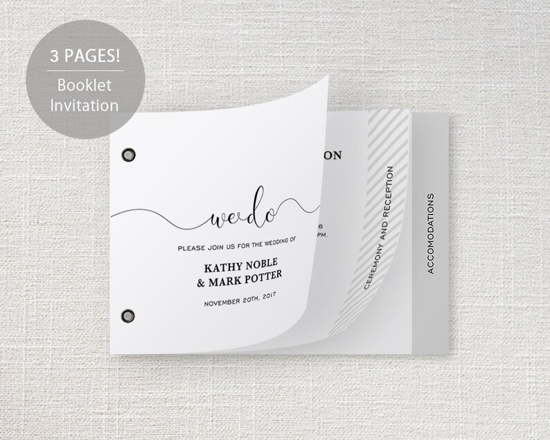 Booklet Invitation Set Printable Wedding Invitation Template Etsy