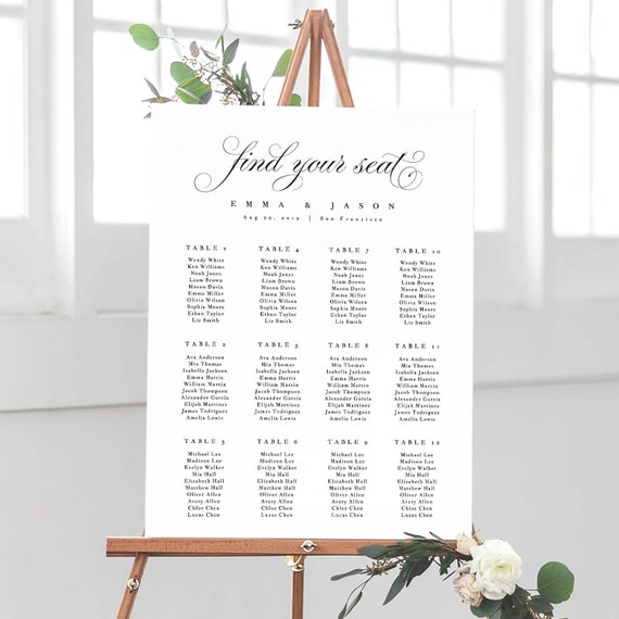 Etsy Wedding Seating Chart Template