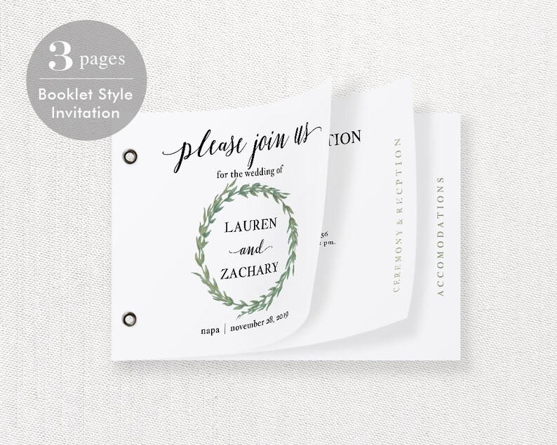 Booklet Invitation Set Printable Wedding Invitation Template Etsy