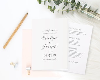 Wedding Program Book Template, Printable Wedding Program, Ceremony Printable Template, TEMPLETT, Calligraphy #SPP056prb