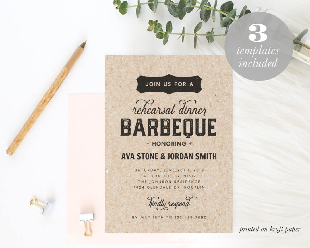 Printable Barbeque Rehearsal Dinner Invitation Template BBQ Etsy