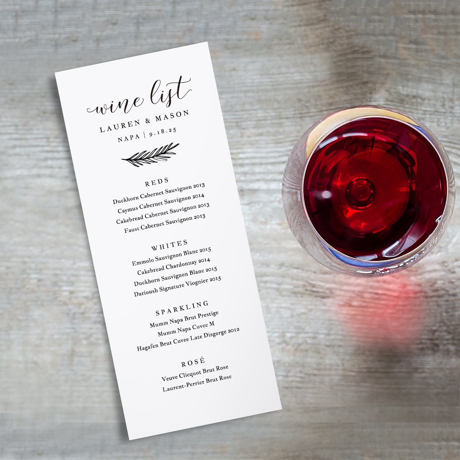 Wine Menu Printable Wedding Wine List Template Drink Menu Bar