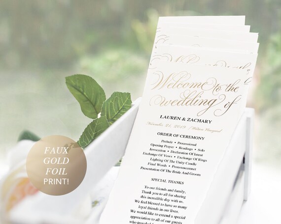 Wedding Program Template Printable Wedding Program Ceremony Etsy