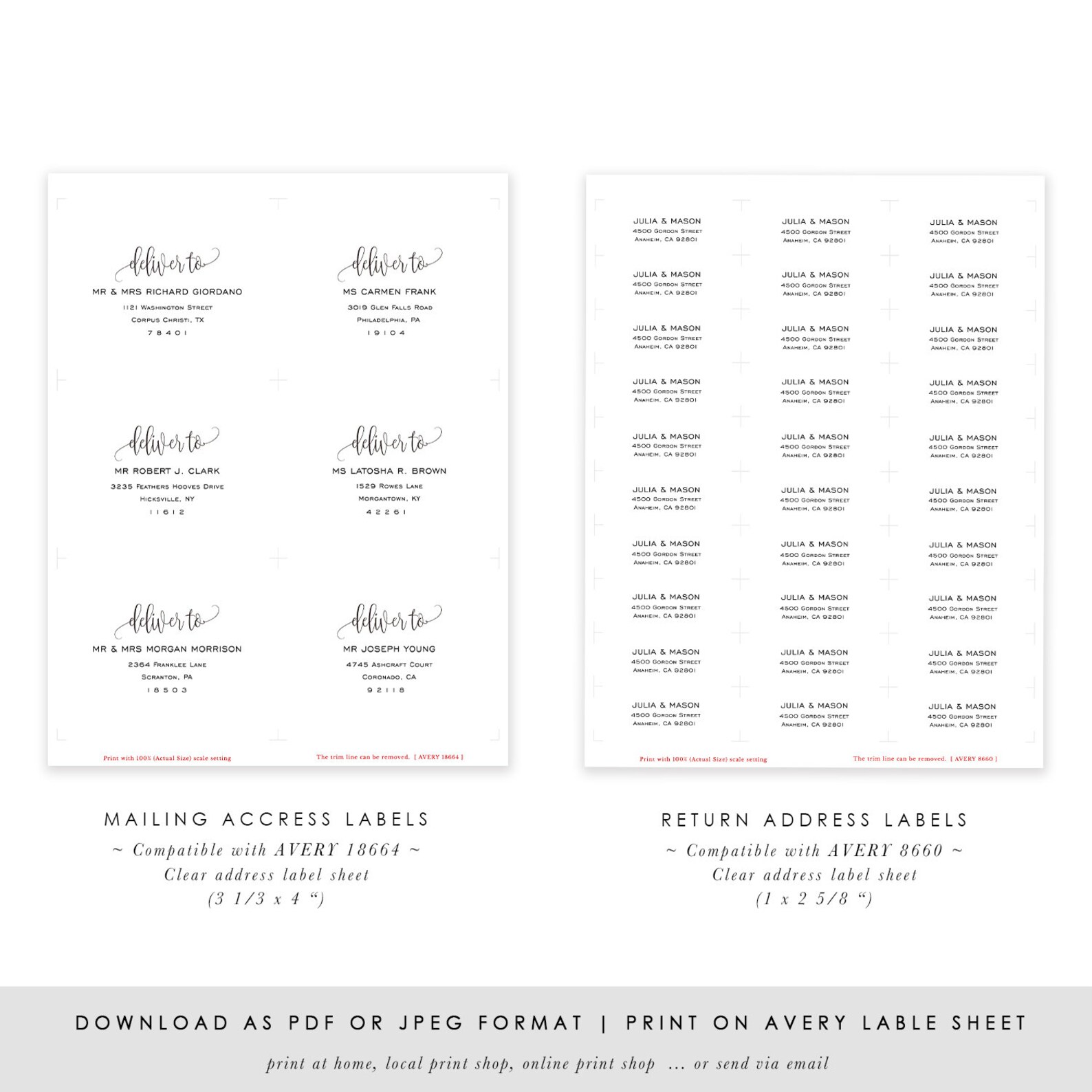 AVERY Address Label Template Avery18664 Clear Mailing Address Etsy