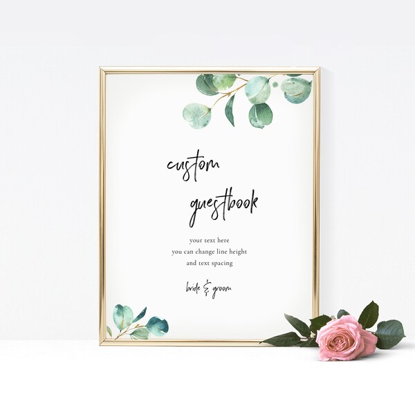 Blush Floral Custom Guestbook Sign Template, Printable Guest Book Sign, Globe Bottle Jenga Photo Guestbook Idea Templett PDF Jpeg #SPP085cgs