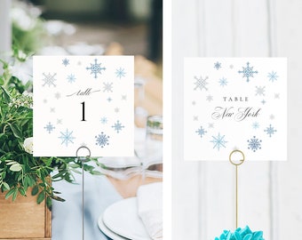 Snowflake Printable Table Numbers, Wedding Table Number Printable, TEMPLETT, PDF Jpeg Download, Winter Wedding, Frozen Party #SPP078tn