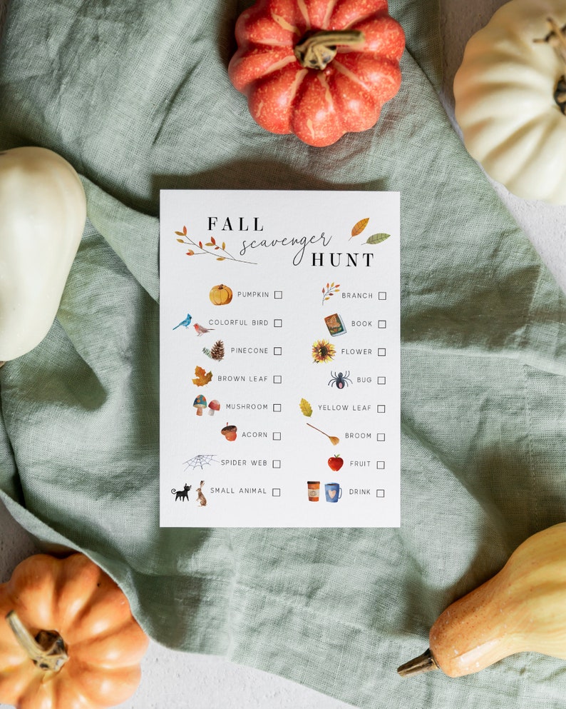 Fall Scavenger Hunt Card, Fall Outdoor Activity, Fun Game with Kids, Social Distancing Activity, No Contact Autumn Activity SPP088fsh image 1