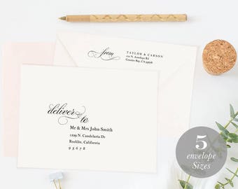 Calligraphy Envelope Template, Envelope Printable, Modern Wedding Envelope, A7 A6 A2 RSVP, Editable Address, TEMPLETT, Download #SPP014ev