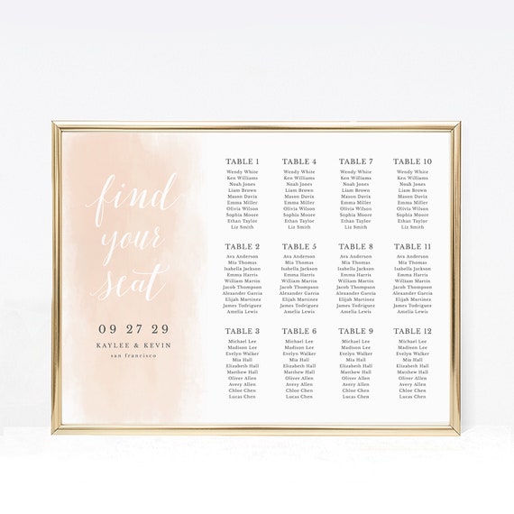 Wedding Seating Chart Template Printable