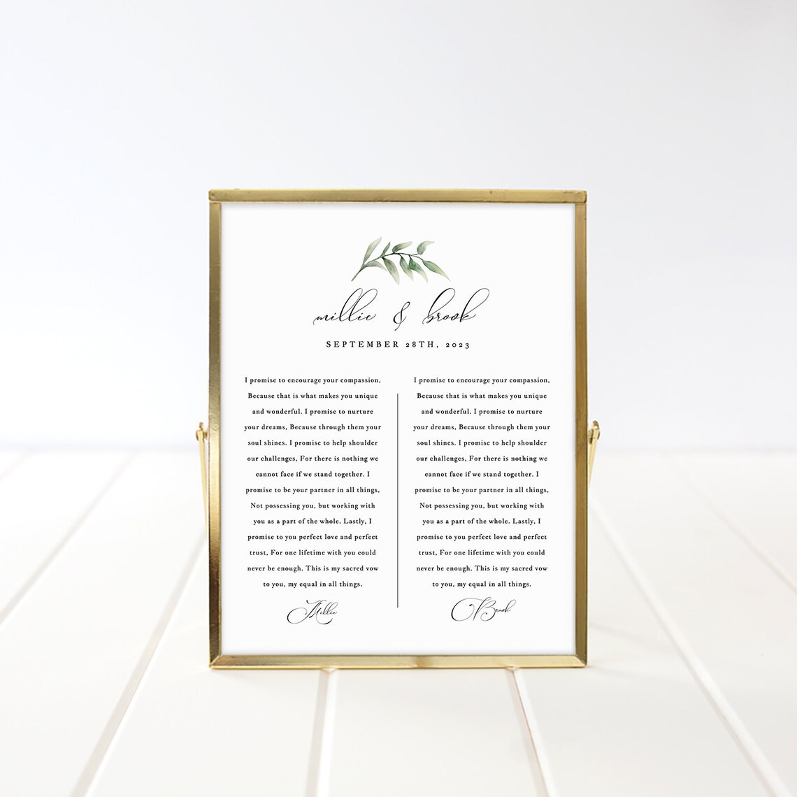 1st Wedding Anniversary Gift Template Printable Wedding Vow - Etsy