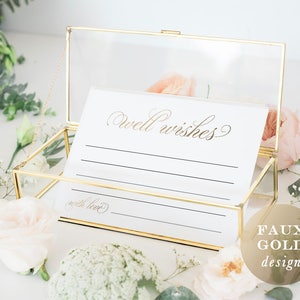 Faux Gold Well Wishes Card Template, Printable Well Wishes, Wedding Well Wishes, Wedding Advice Baby Well Wishes TEMPLETT PDF Jpeg SPP018ww image 1