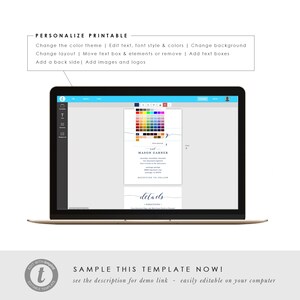 Navy Printable Wedding Invitation Template, Wedding Invitation Front ...
