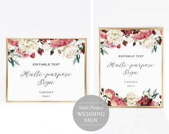 Multi-Purpose Wedding Sign Template, Custom Welcome Sign Printable, Wedding Sign, Guestbook Sign, TEMPLETT, Instant Download #SPP002mps