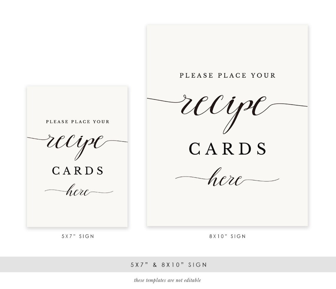 Recipe Card Printable Wedding Recipe Card DIY Bridal Shower - Etsy