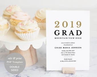 Graduation Party Invitation Card Template, Printable Graduate Celebration Card Grad Party Invitation TEMPLETT Instant Download #SPP330ga