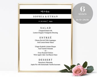 Wedding Menu Sign Template, Printable Wedding Menu Board, DIY Wedding Menu Poster, Wedding Sign, TEMPLETT PDF Jpeg Downlaod #SPP034ms