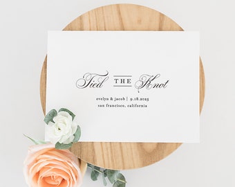 Printable Wedding Announcement Template, Elopement Announcement, DIY Tie The Knot, Marriage Announcement, TEMPLETT PDF Jpeg #SPP014we