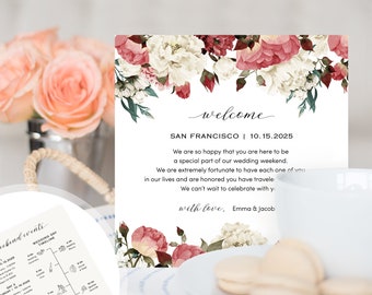 Wedding Itinerary Card, Welcome Note, Printable Wedding Itinerary, Wedding Timeline Icons, Welcome Bag Letter, TEMPLETT PDF Jpeg #SPP002we