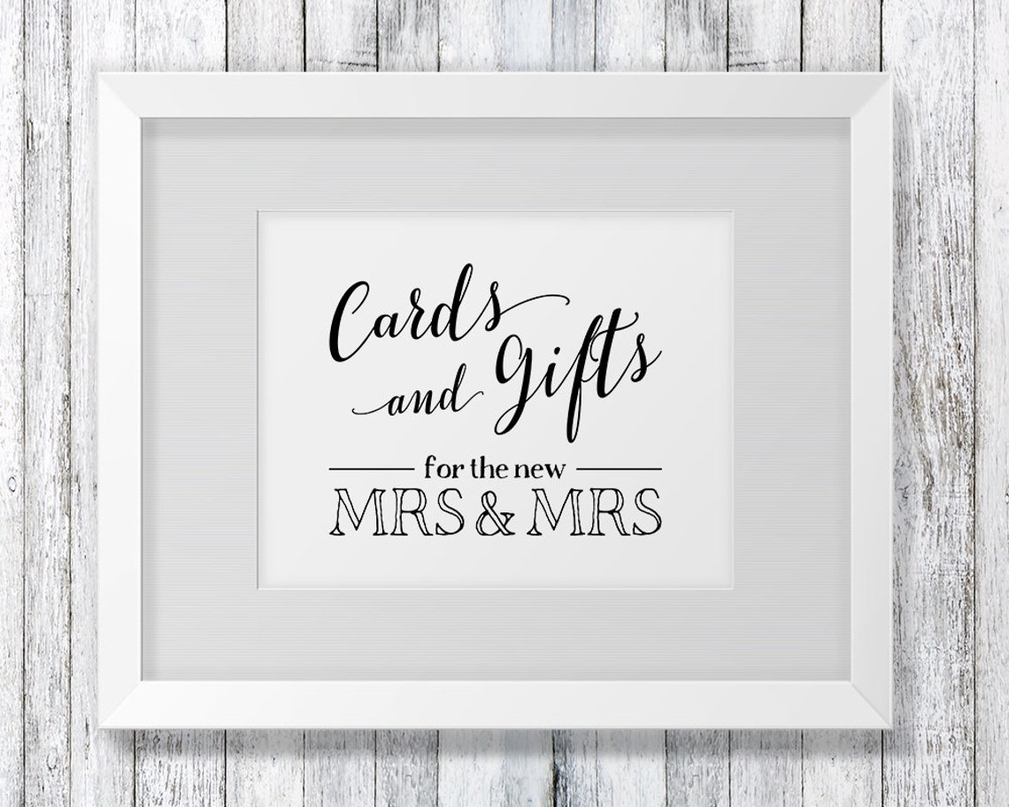Mrs & Mrs Cards and Gifts Sign Wedding Sign Printable Gift | Etsy