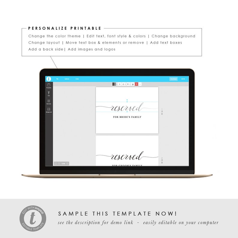 Reserved Sign Printables Editable PDF Template Instant - Etsy