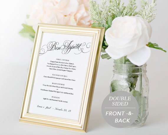 Wedding Menu Template Printable Menu Wedding Dinner Menu | Etsy