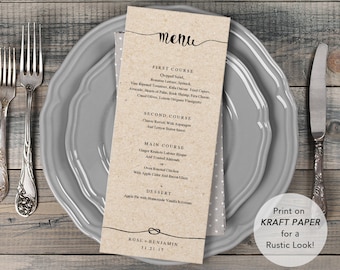 Wedding Menu Template, Printable Menu, Wedding Dinner Menu Card, DIY Menu Tying The Knot Tie, TEMPLETT PDF Jpeg Download #SPP009mn