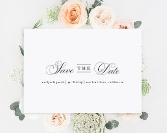 Printable Save-the-Date Template, Save the Date Invitation, DIY Wedding Card Engagement Invite TEMPLETT PDF Jpeg, Calligraphy #SPP014sd