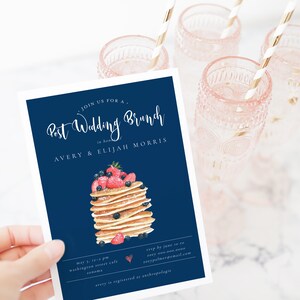 Pancake Bridal Brunch Invitation, Bridal Shower Template, Printable Couples Wedding Shower Invite Wedding Brunch TEMPLETT PDF Jpeg SPP070sw image 2