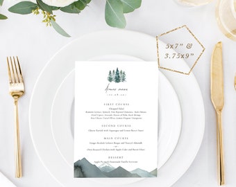 Winter Mountain Dinner Menu Printable, Wedding Menu Template, Drink Menu, Wine List, TEMPLETT, Party Menu, Personalized Menu #SPP092mn