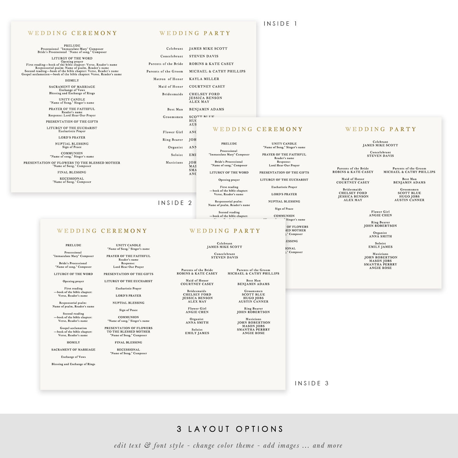 Faux Gold Wedding Program Book Template Printable Wedding - Etsy