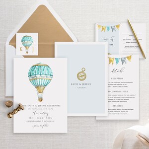 Air Balloon Wedding Invitation Template, Wedding Invitation Set, DIY ...