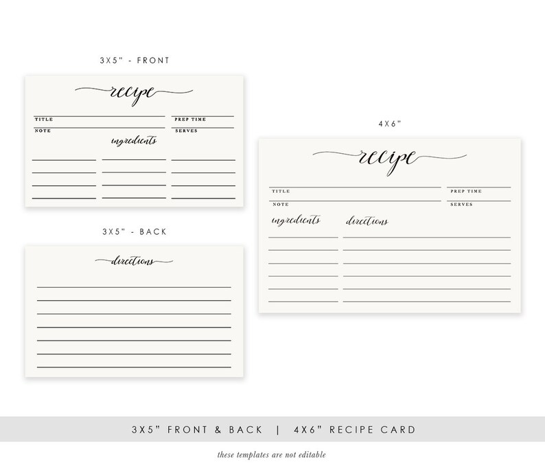 Recipe Card Printable Wedding Recipe Card DIY Bridal Shower - Etsy