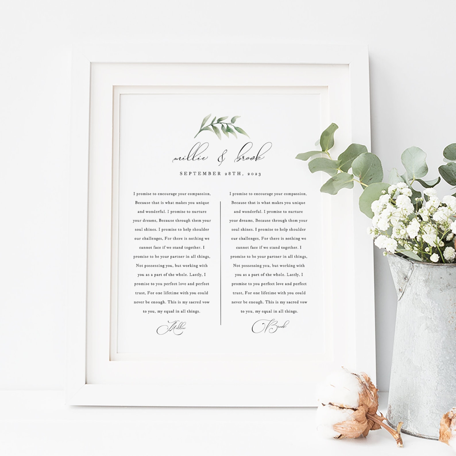 1st Wedding Anniversary Gift Template Printable Wedding Vow - Etsy