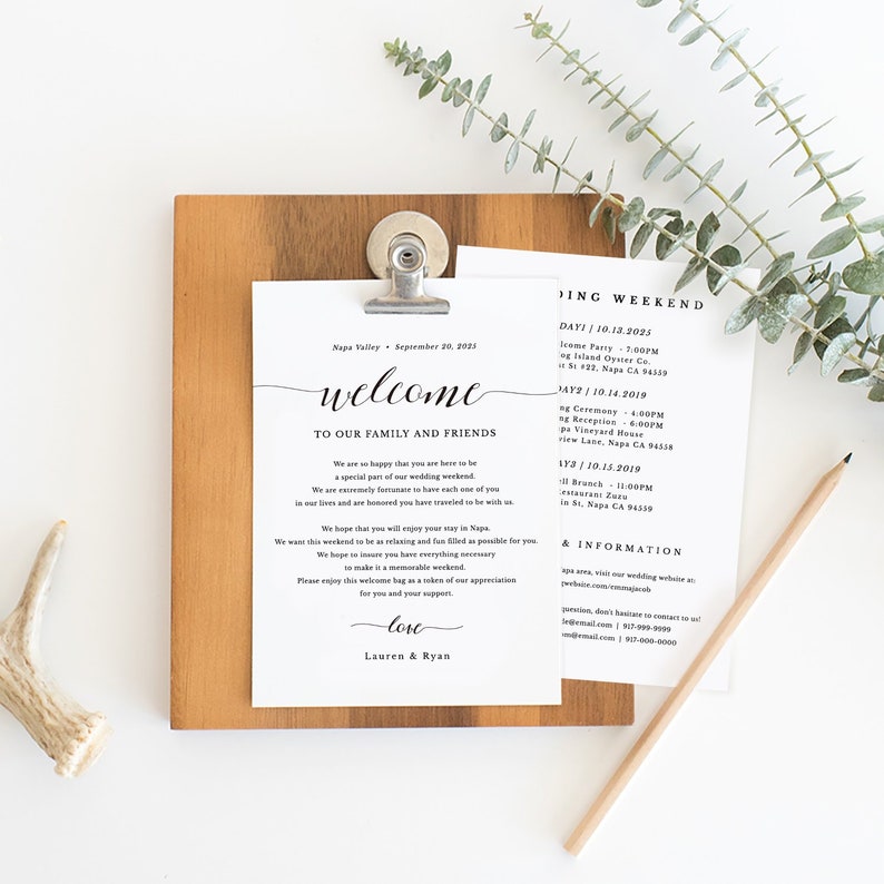 Wedding Itinerary Card, Welcome Note, Printable Wedding Itinerary, Agenda, Schedule, Welcome Bag Letter, Timeline Icon, Templett SPP007we image 10