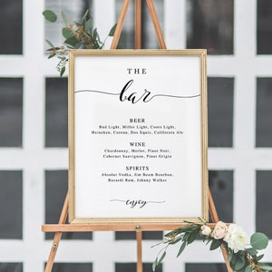 The Bar Sign, Bar Menu Sign, Wedding Bar Sign, Wedding Sign, Wedding Bar Menu Printable, Drink Menu, TEMPLETT, calligraphy SPP007bm image 5