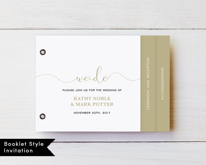 Booklet Invitation Set Printable Wedding Invitation Template Etsy