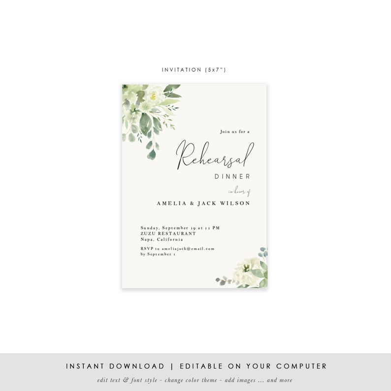 Rehearsal Dinner Invite TEMPLETT PDF Jpeg Download #SPP062rd Watercolor Printable Succulents Wedding Rehearsal Dinner Invitation Template