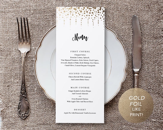 Wedding Menu Template Printable Menu Wedding Dinner Menu | Etsy