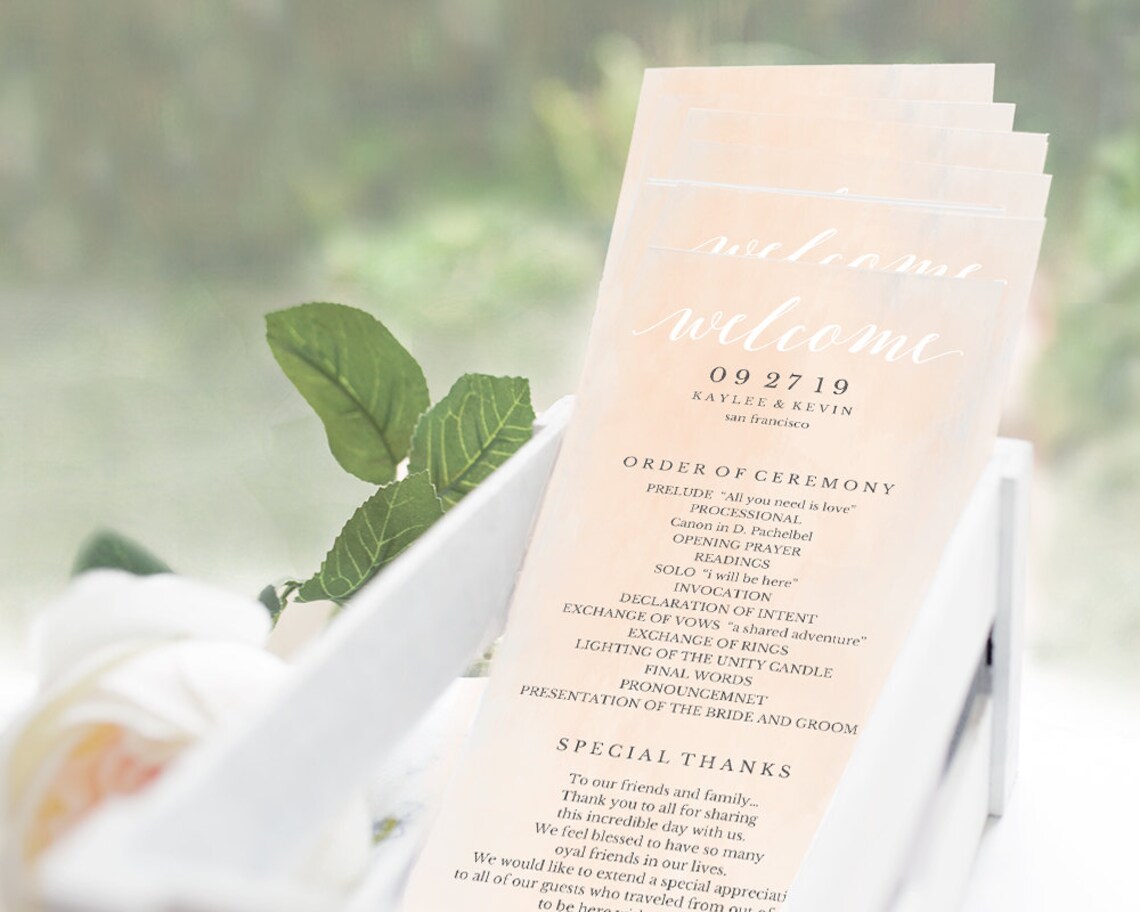 Blush Wedding Program Template Printable Wedding Program Etsy