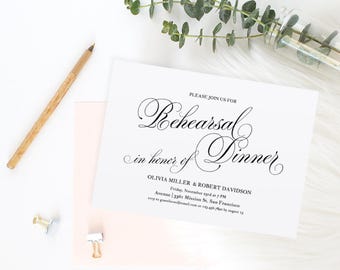 Printable Wedding Rehearsal Dinner Invitation Template, Calligraphy, Rehearsal Dinner Invite, TEMPLETT, PDF Jpeg Download #SPP014rd