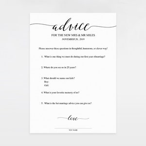 Wedding Advice Card, Advice Card Printable, Advice Template, Marriage Advice Keepsake, For Newlyweds, TEMPLETT PDF Jpeg Download SPP007adv image 3