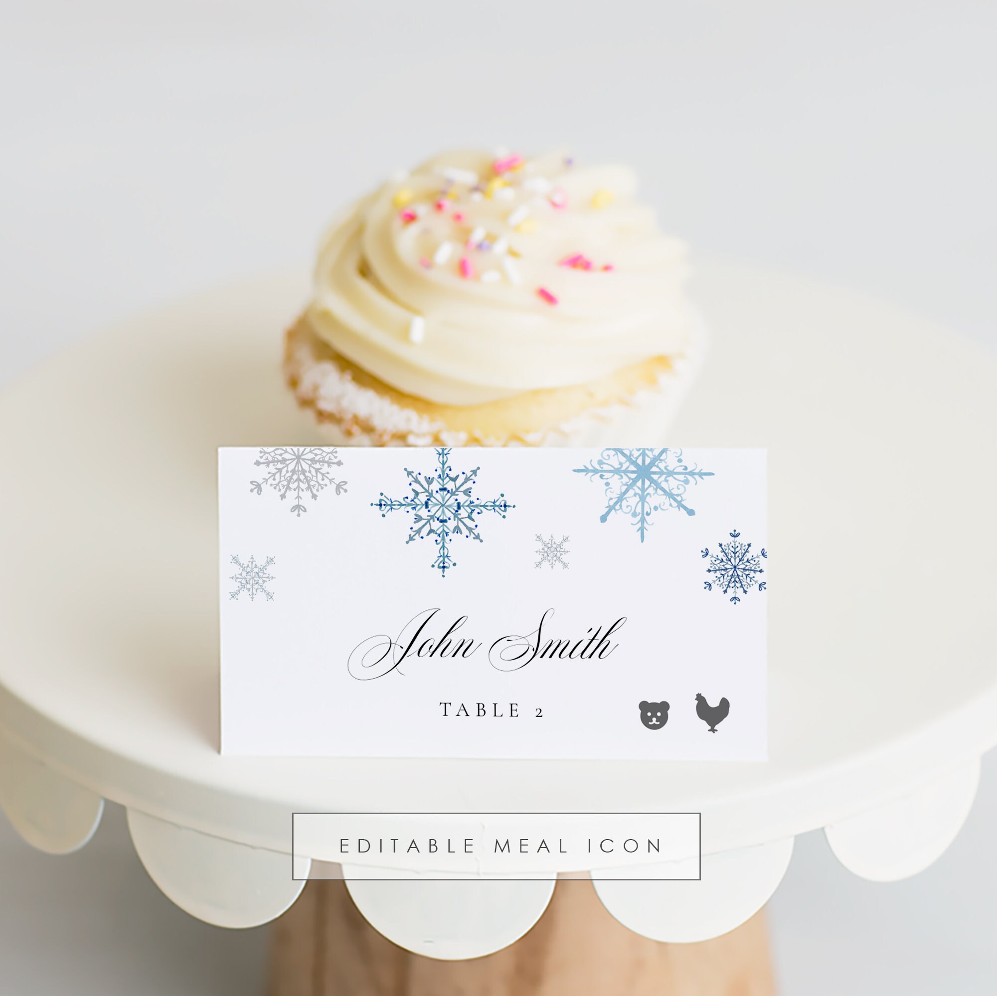 Snowflake Wedding Place Card Printable Place Card Template | Etsy