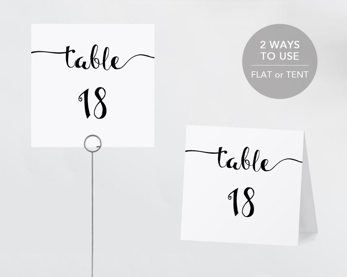 Printable Table Numbers Wedding Table Number Printable | Etsy