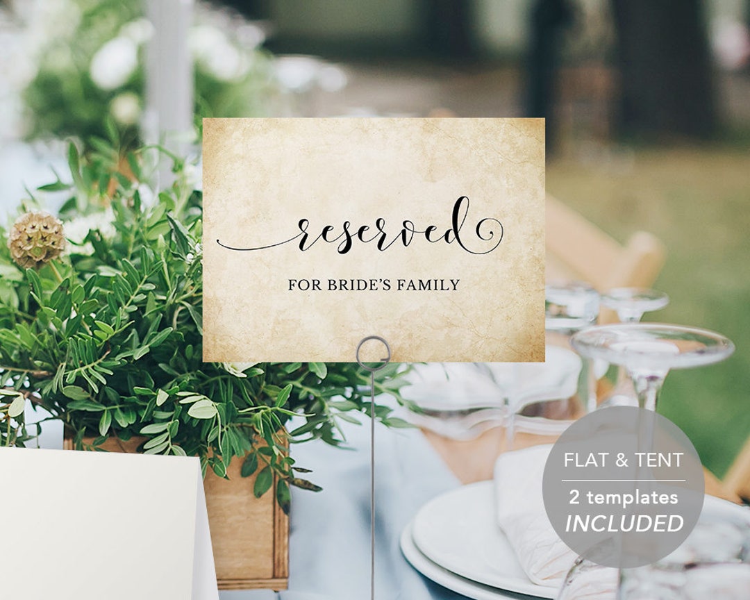 Reserved Sign Printables Editable PDF Template Idiy Wedding - Etsy